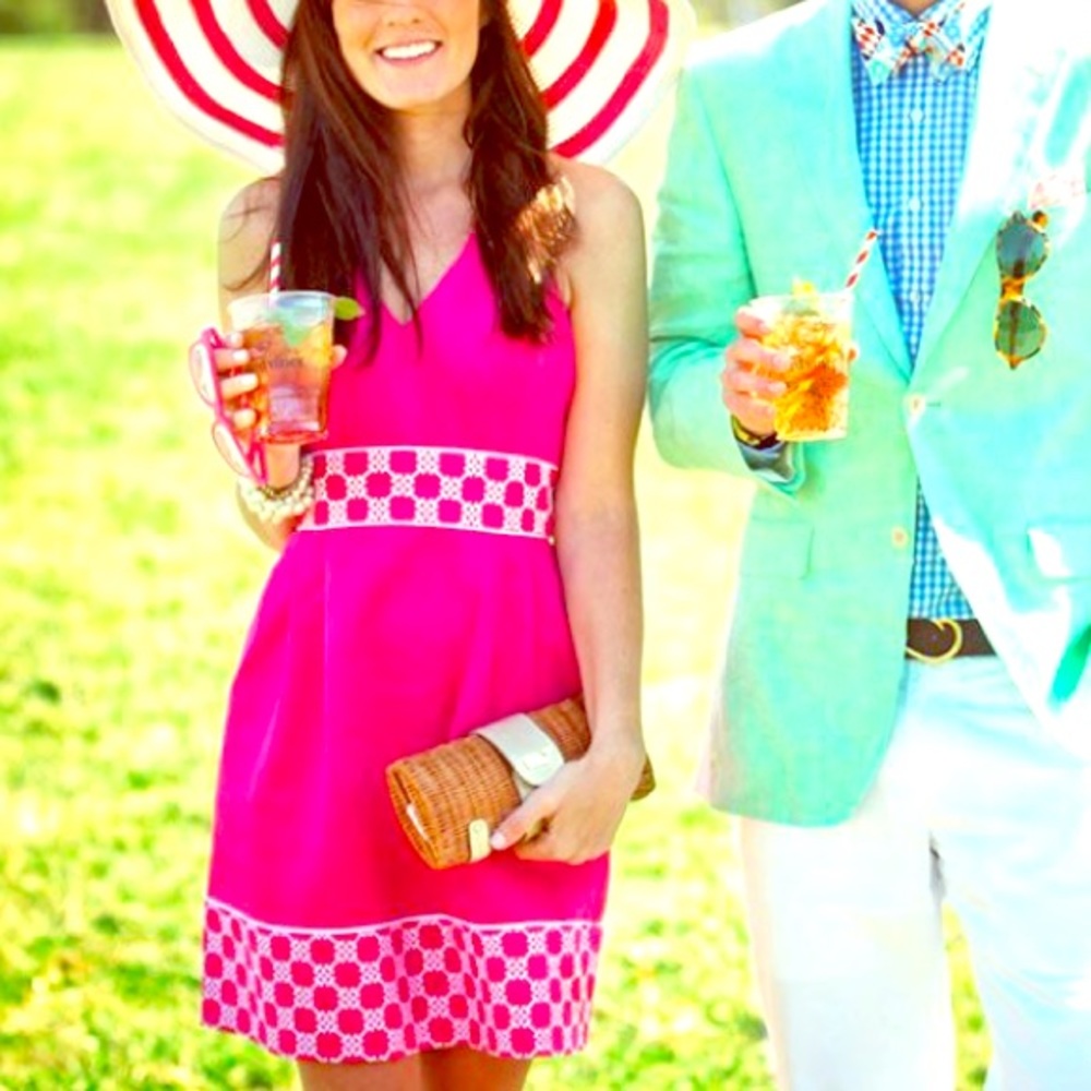 Vineyards vines pink halter Kentucky Derby dress