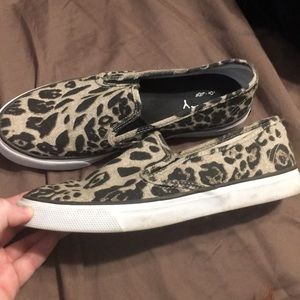 Sperry Leopard Print Slip Ons