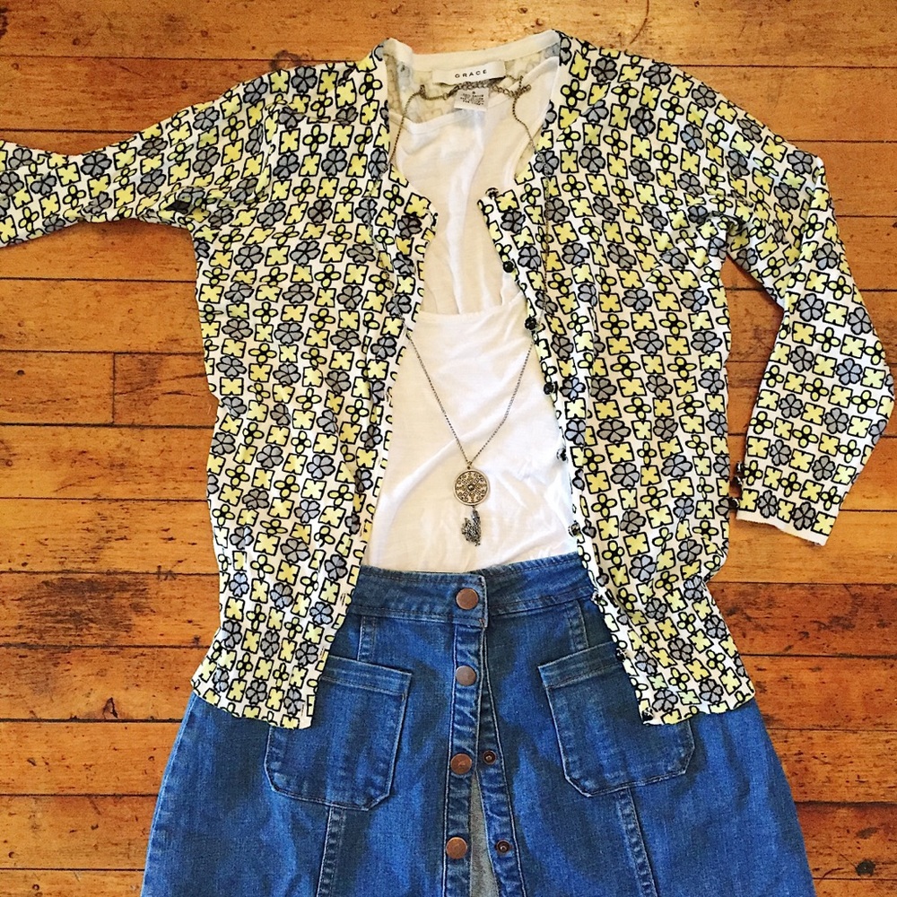 Vintage-style patterned cardigan