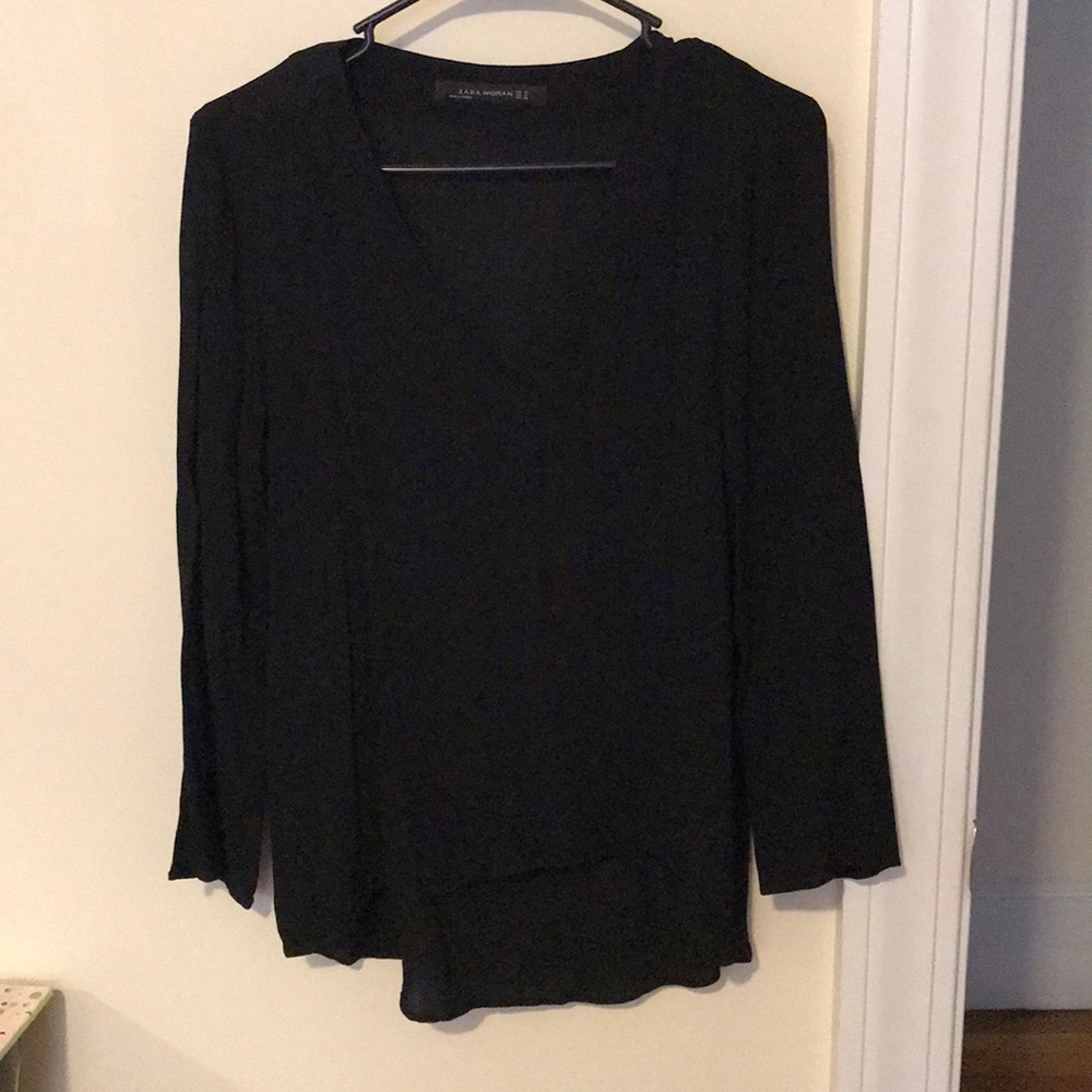 Black V neck Blouse