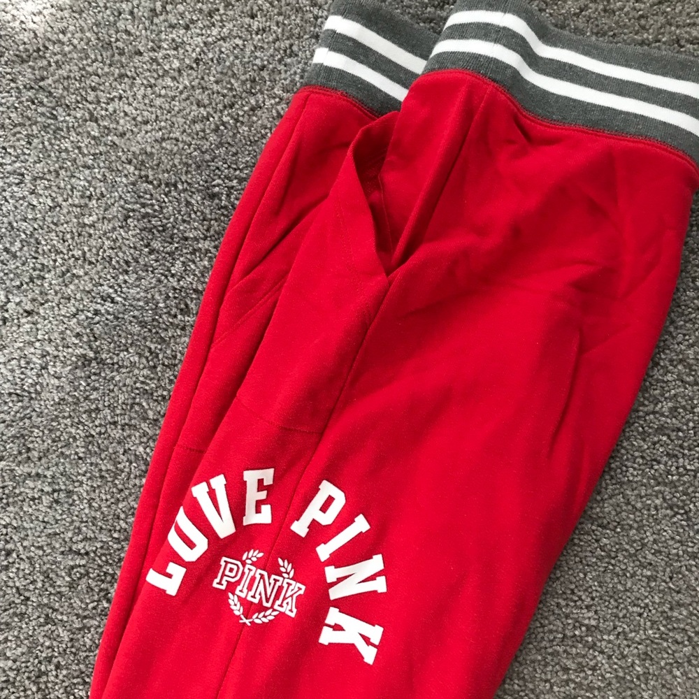 “PINK” Red sweat pants