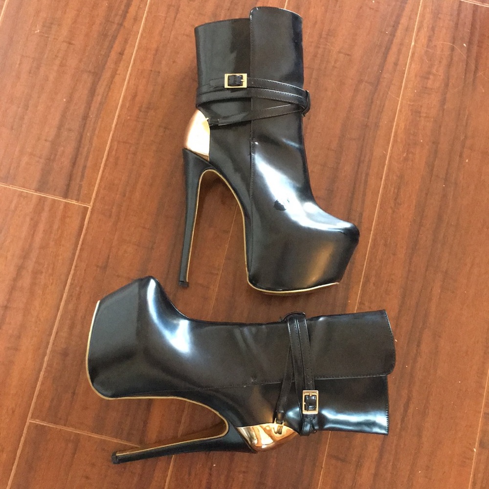 Platform Black Booties Worn Once!