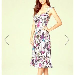 Silk satin Bebe floral dress with flare