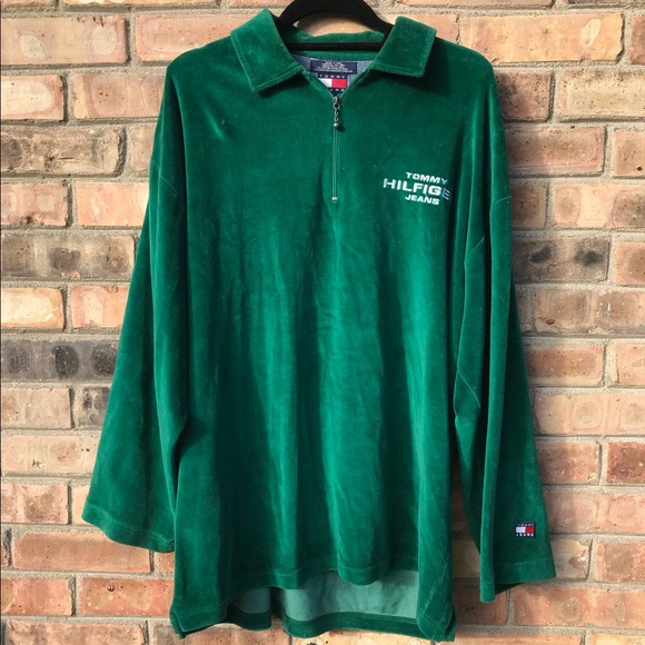 tommy hilfiger green quarter zip