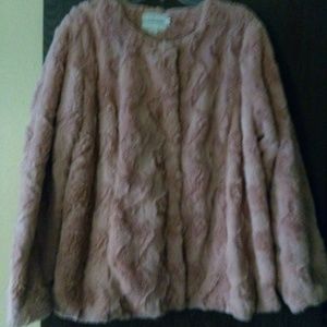 NWOT Hip-length lined, fake fur jacket ROSE COLOR