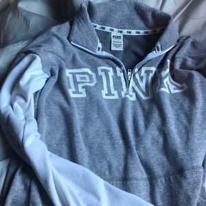 pink grey half zip