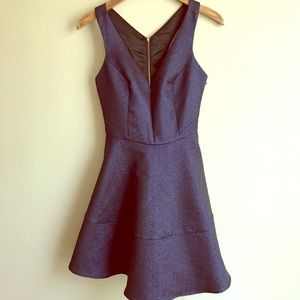 Express navy shimmer flare racerback dress