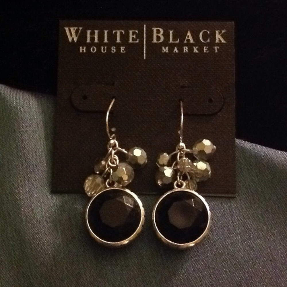 WHBM Black stone silver beads French hook