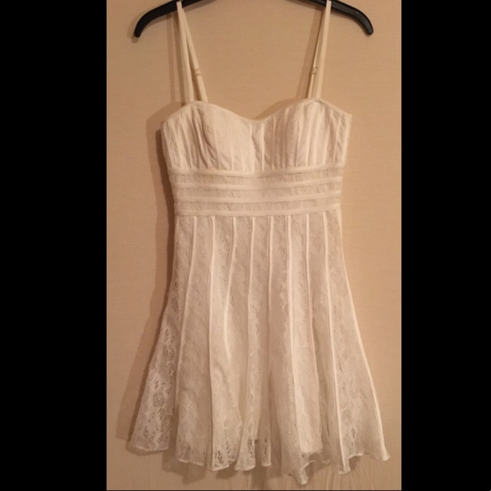 Vintage style white lace spaghetti strap dress