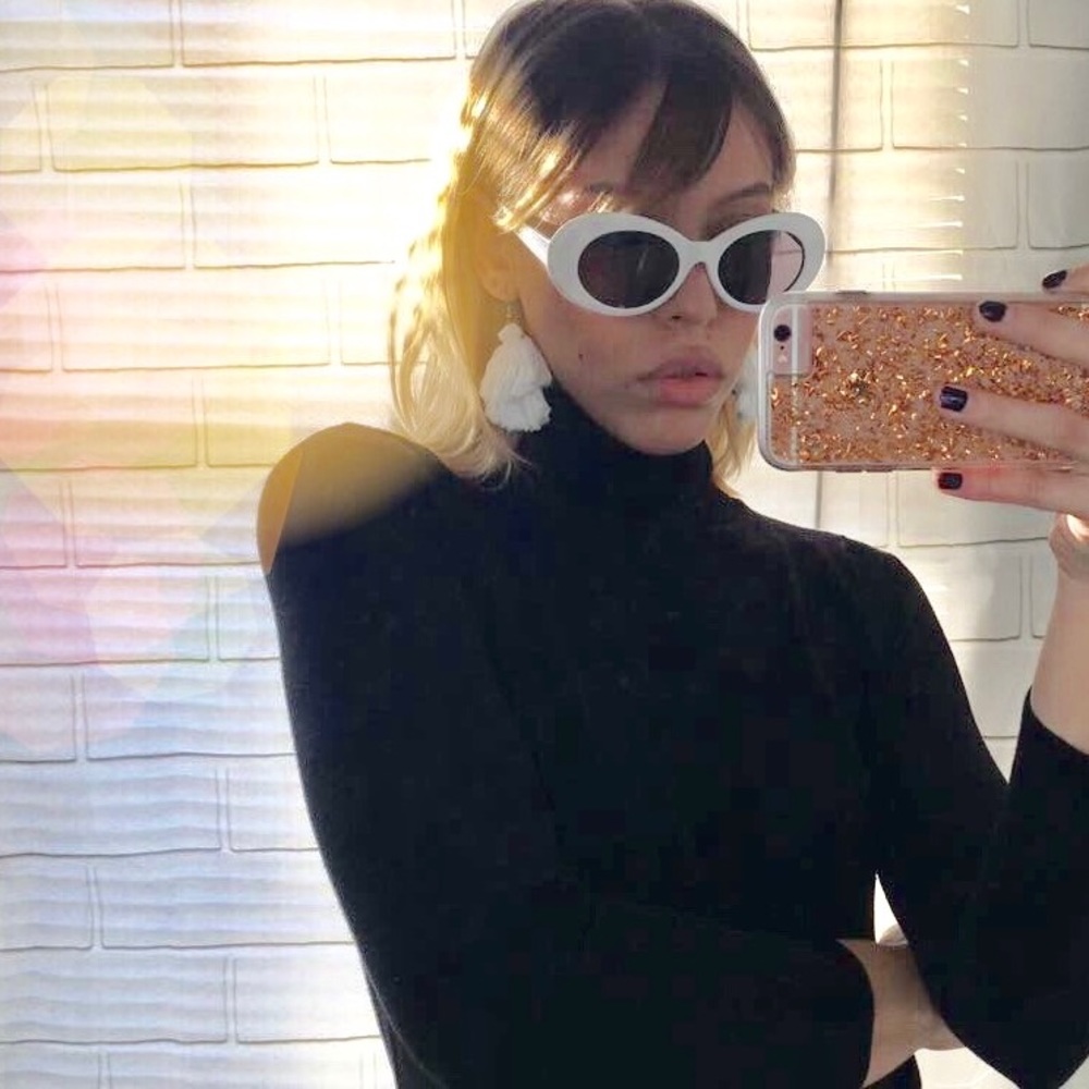 White Two Tier Tassel Earrings