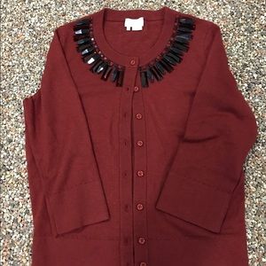 Kate Spade cardigan in red with beads around neck