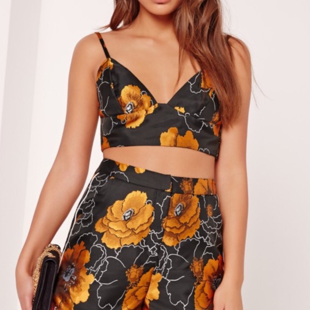 Copper floral crop top