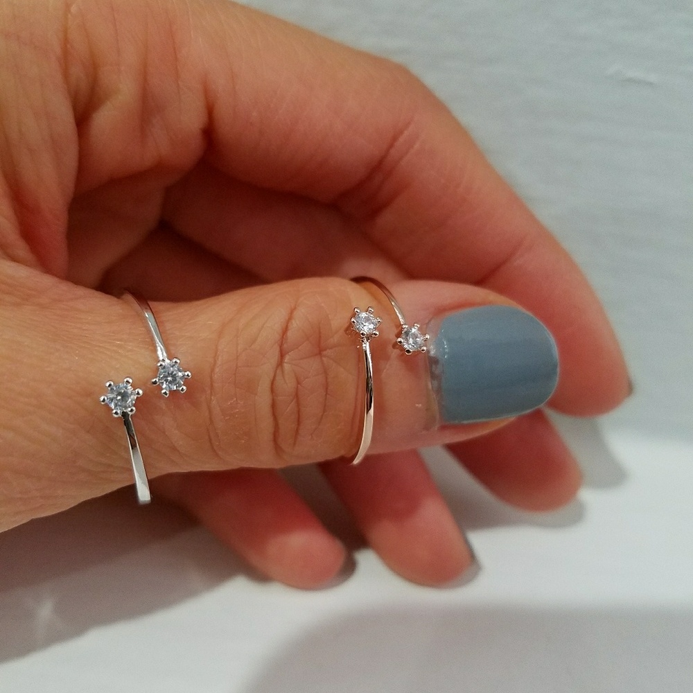 Thin Delicate Open Cz Ring Adjustable - image 2