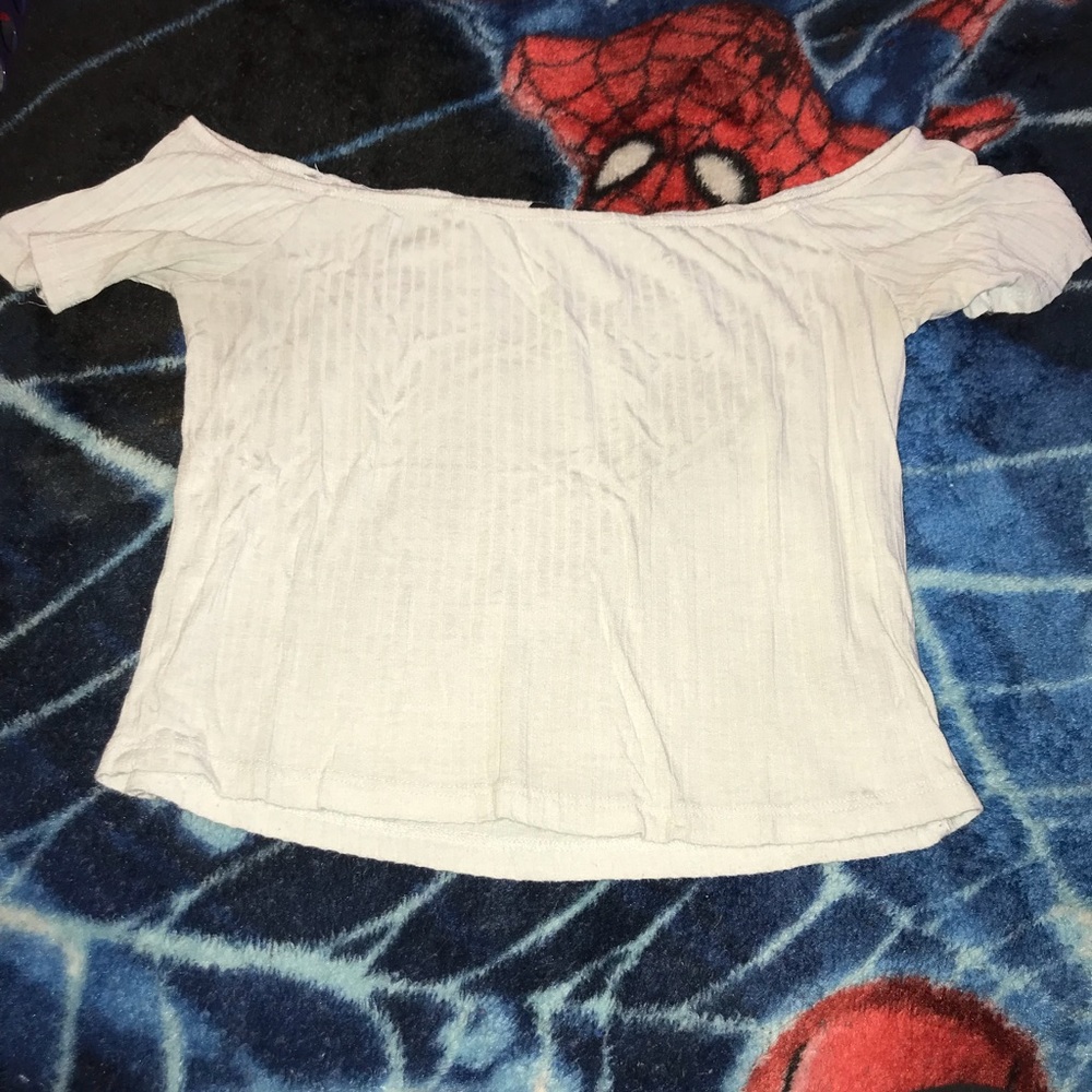 White Off The Shoulder Crop