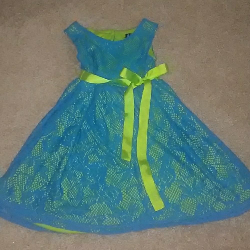 Girls green and blue dress