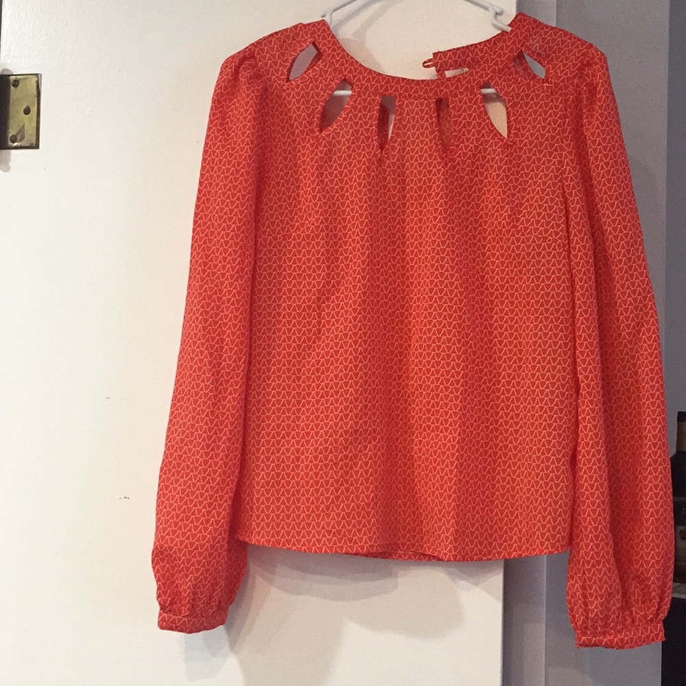 Coral blouse with beautiful cut out detail