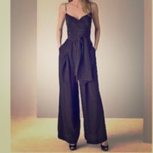 BCBG silk jumpsuit cross cross front