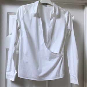 Crisp white wrap effect shirt