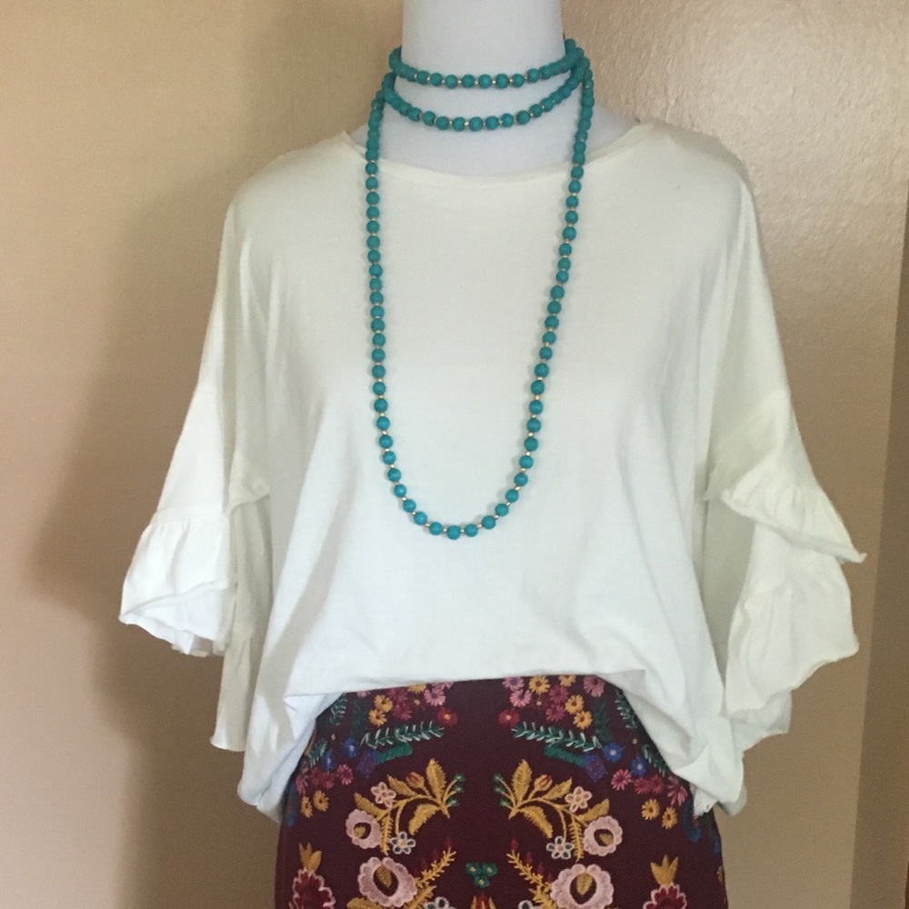White Ruffle Sleeve Tee - Picture 4 of 4