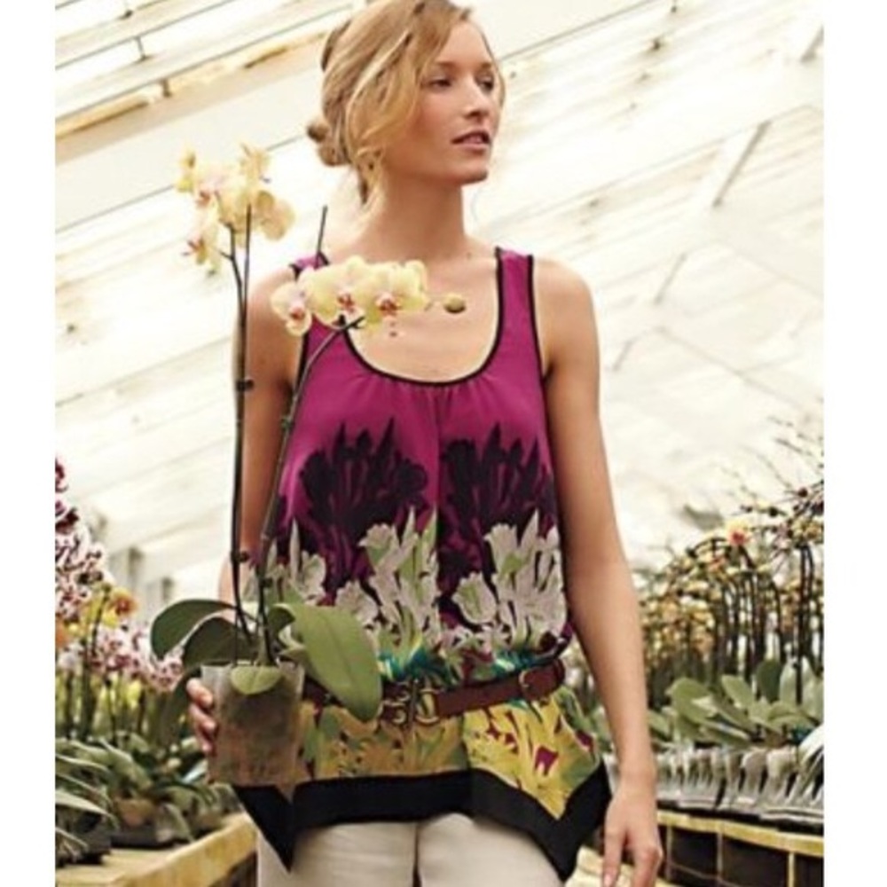 Odille Stamped Tulips Silk Handkerchief Floral