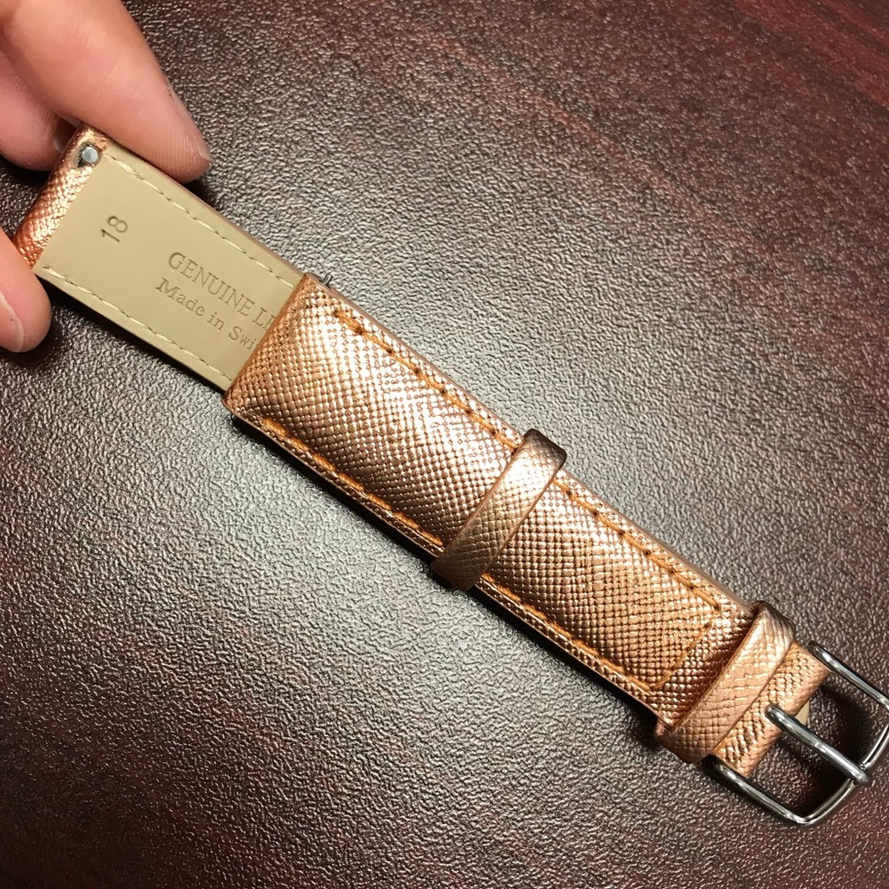 Michele Rose Gold 18mm Saffiano Watch Strap