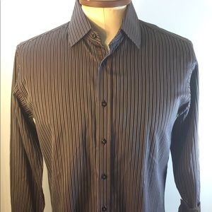 English Laundry Dress Shirt Flip Cuff Brown 15 1/2