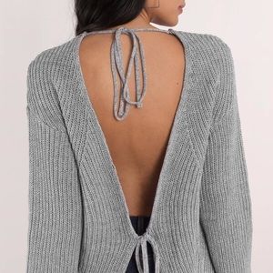 Open back tie sweater