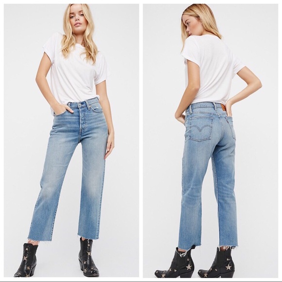 straight frayed jeans