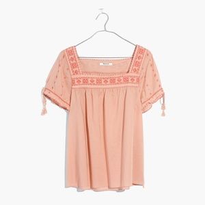 Madewell Pink La Villa Embroidered Top