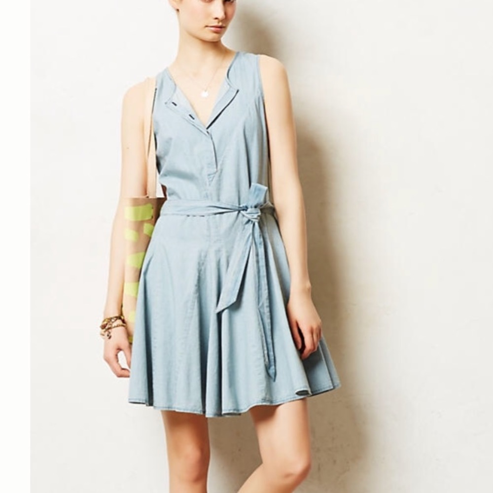 Anthropologie Heartloom Chambray Circle Dress
