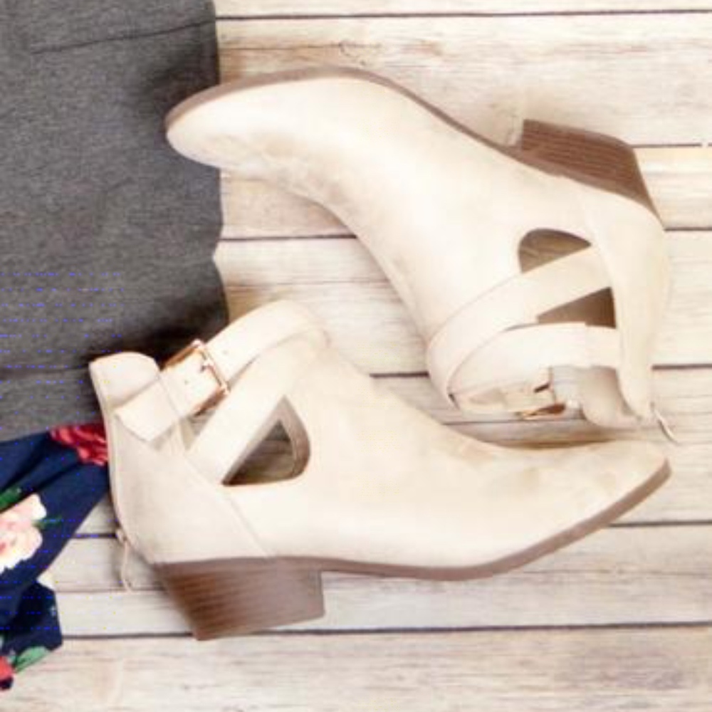 Beige Suede Booties
