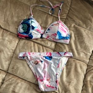 Halter flower print bikini