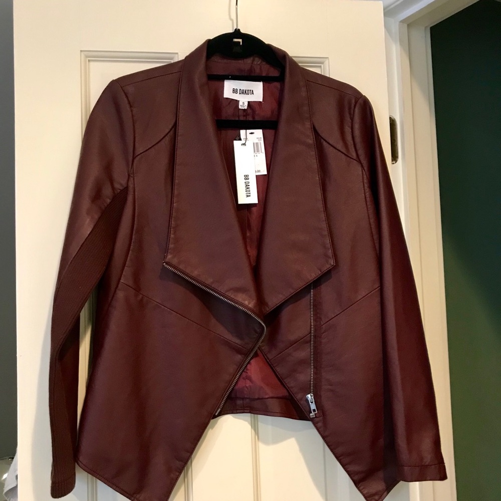 BB Dakota Burgandy Leather Jacket