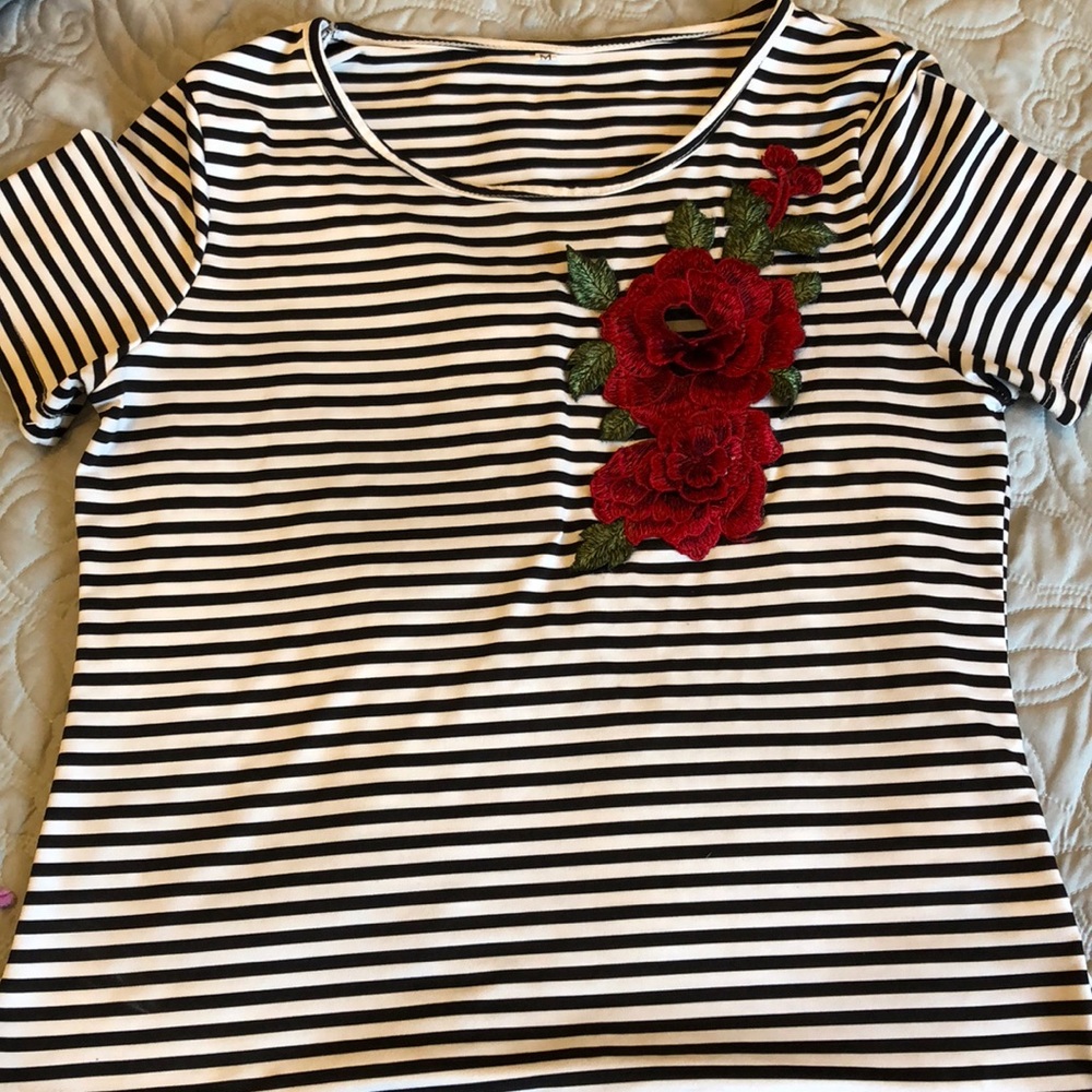 Black and White Embroidered Shirt