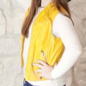 Mustard Faux Leather Fur Lined Vest