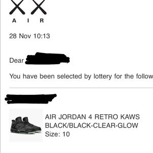Kaws Air Jordan Retro 4 (size 10)