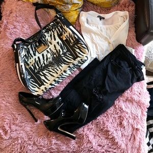 Topshop black ripped skinnies