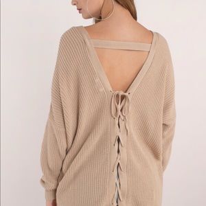 Lace up open back sweater