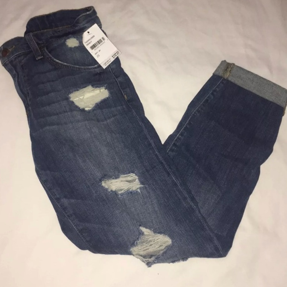Distressed mom jeans