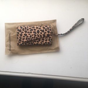 Leopard print wallet wrist strap and chain strap