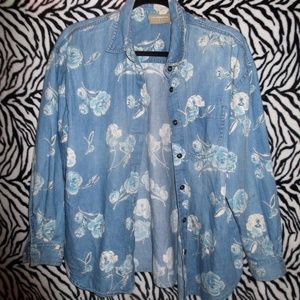 Jean Rose Pattern Button Down Shirt