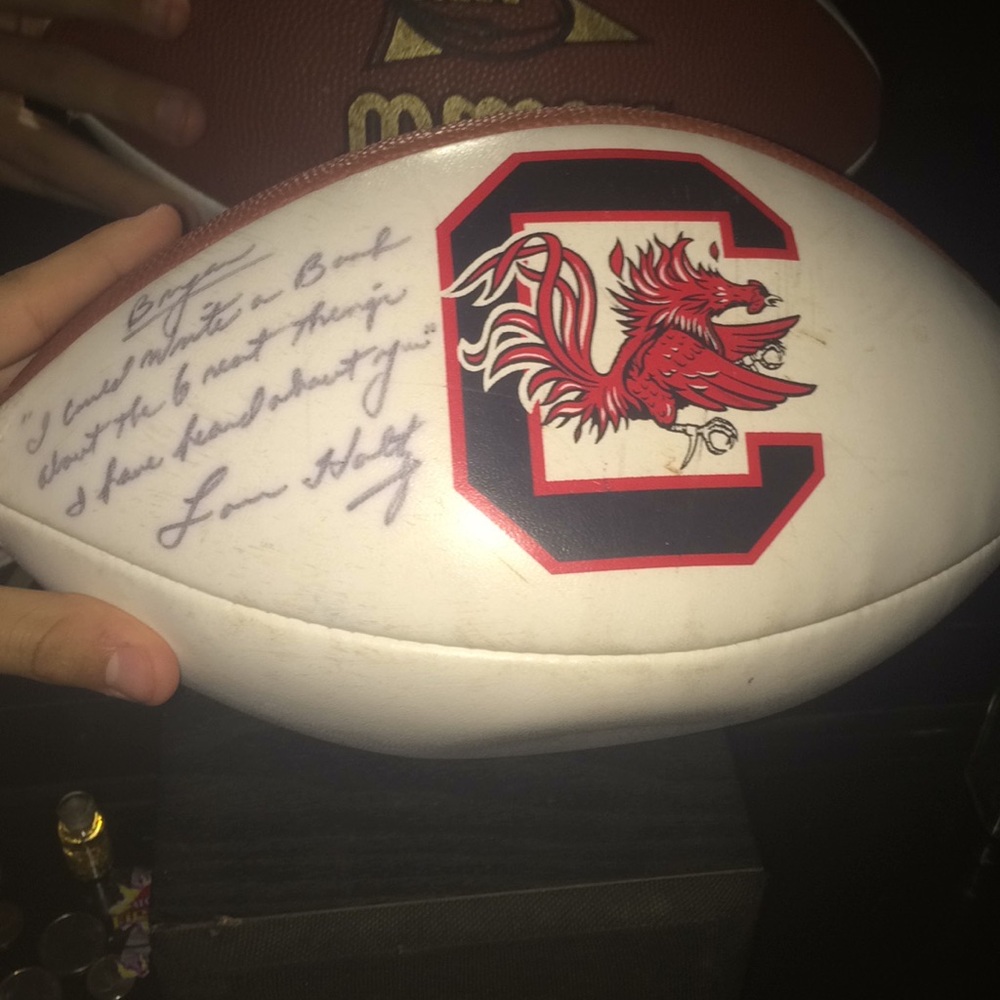 Gamecocks signed football by Lou holtz