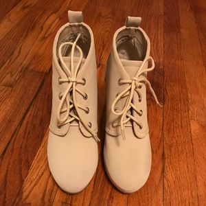 Tan wedge booties size 8