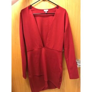 Tobi Sexy Red Dress with Plunge Neckline