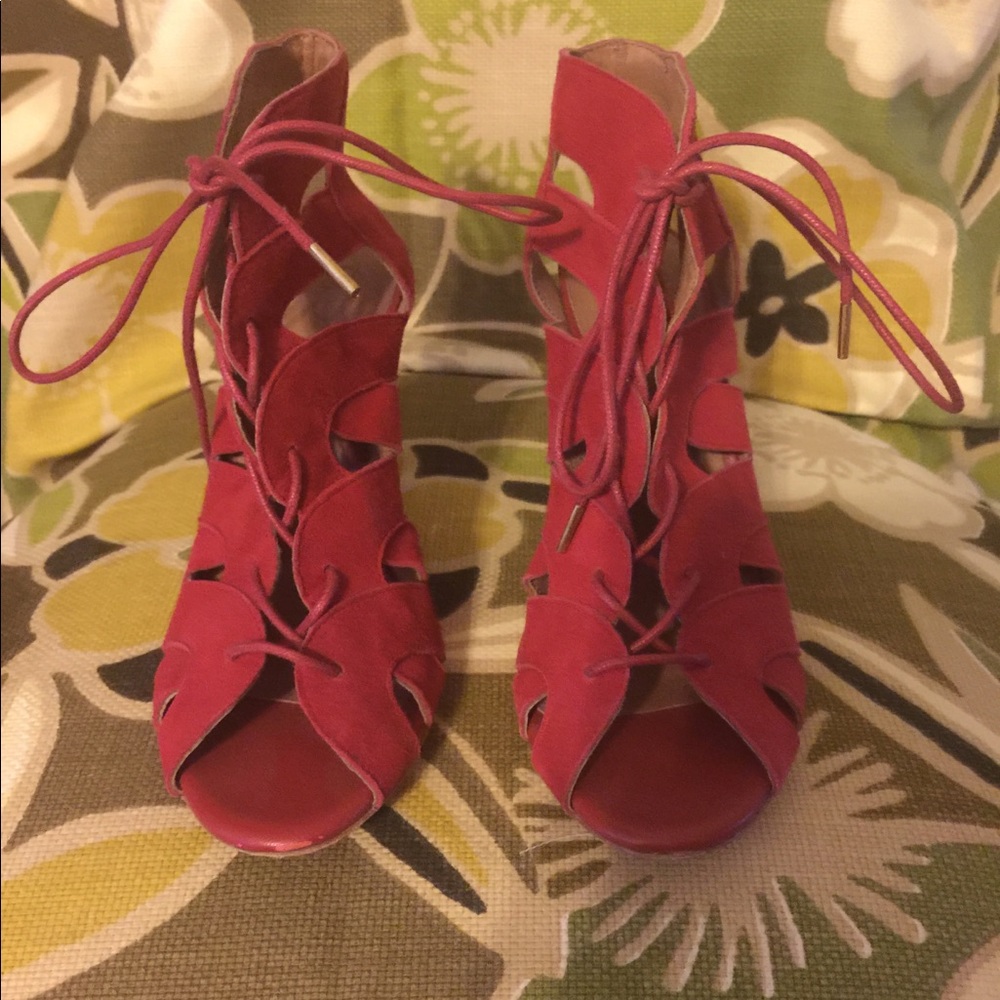 Joie Red Suede Heels Size 38
