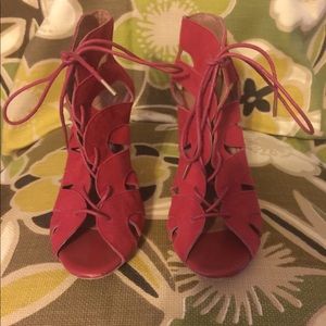 Joie Red Suede Heels Size 38