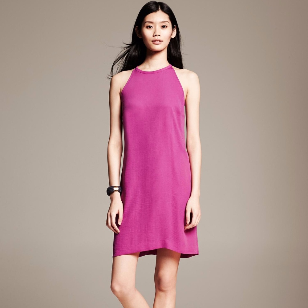 NWOT Banana Republic magenta halter shift dress
