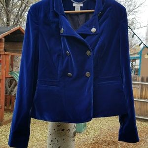 Vibrant blue velvet jacket/blazer