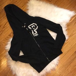 A black hoodie from PINK
