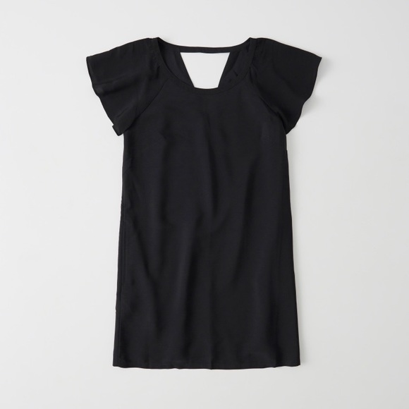 Black shift dress with flutter sleeves - Picture 3 of 3